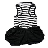 Binmer(TM)Cute Dog Clothes Pet Dog Costume Stripe T-shirt Skirt Puppy Princess Dress Dog Apparel (Black, S)