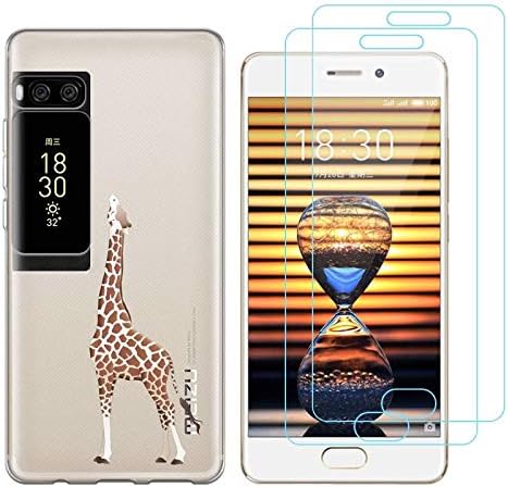 crisant Meizu Pro 7 Case Giraffe Premium Soft Silicone Gel TPU Protective Back Cover for Meizu Pro 7 (5,2 Inch) With Two Tempered Glass Screen Protector