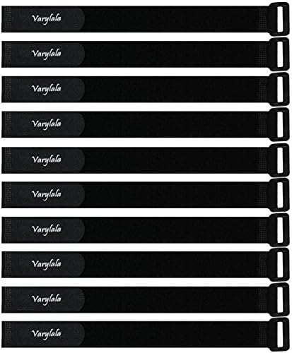 10 Pieces Hook and Loop Cable Ties Straps Tie Downs Fastening Securing Straps (12"x1", Black)