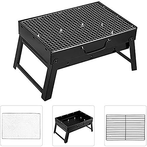 Uten Barbecue Portable en Acier Inoxydable à Charbon de Bois pour Barbecue ou Camping - Petit - Noir