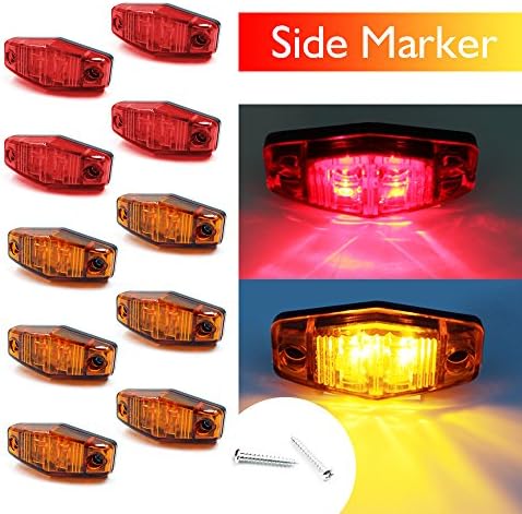 " Purishion 10x 2 LED Clearence Light Front Rear Side Marker Indicators Light plus Strobe Controller Module for Truck Car Bus Trailer Van Caravan Boat, Taillight Brake Stop Lamp 12V" (Amber+Red SC)
