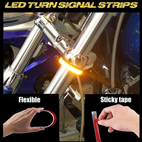 BLIIFUU 2PCS Motorcycle LED Turn Signal Lights, Waterproof Amber Lights Strip for Turn Signal Backup License Plate - Thumbnail 2