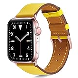 Pierre Case Compatible with Apple Watch Band 38mm 40mm Women,Apple Watch Bands 38mm 40mm Leather for iWatch Strap 40mm Series 5 Series 4 /38mm Series 3 Series 2 Series 1,Yellow Women Men