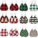 Eluckday Faux Leather Earrings Xmas Tree Teardrop Dangle Earrings for Woman Girls Christmas Gift