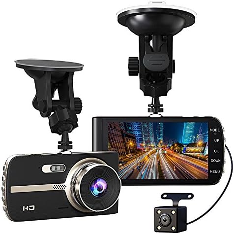 Gtopin Dash Cam for Cars Full HD 1080P Front and Rear Dual Lens Dash Camera with Night Vision 170 Degree Wide Angle Cameras 4 inch Dashboard Car Video Recorder,Loop Recording,Parking Mode,G-Sensor