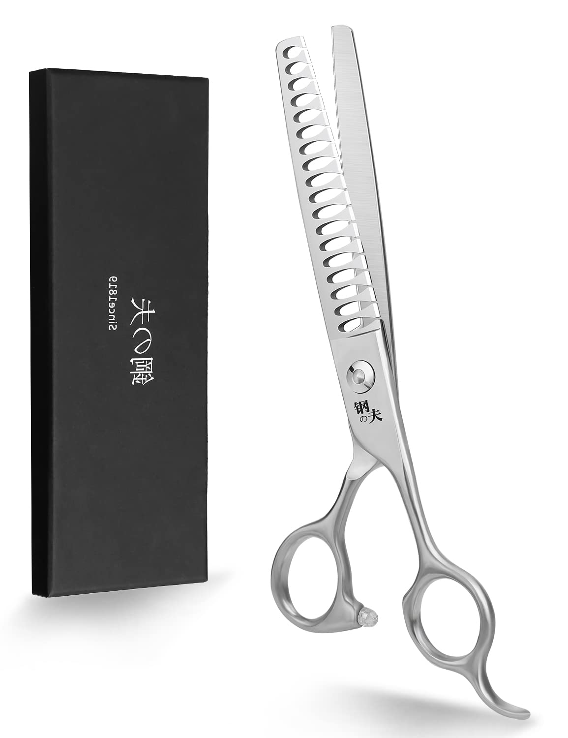 7.0" Pet Grooming Scissors Dog Curved Cutting Shears Made of Japanese 440C Stainless for Pet Groomer (D-Chunker)