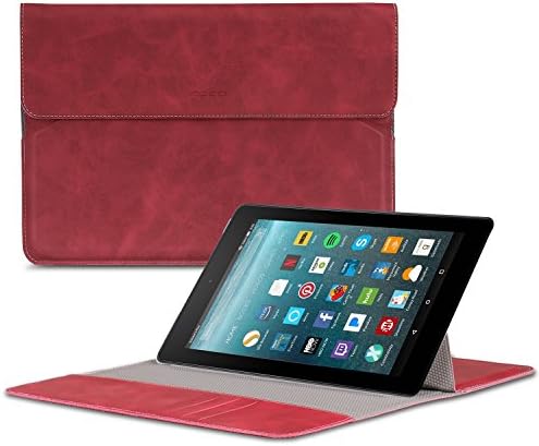 MoKo Sleeve for 6-7" Amazon Tablet/Kindle Paperwhite, Protective PU Leather Origami Standing Cover Case for New Kindle Oasis 2017, Fire 7, Fire 7 Kids Edition 2017, Kindle 8, Kindle Voyage - RED