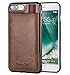 iPhone 8 Plus / iPhone 7 Plus Wallet Leather Case for Men, 3 Hidden Credit Card Holder / ID Slots & Money Pocket - Brown