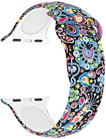 Usitek Sport Band Compatible with Watch 44mm/42mm 40mm/38mm, Soft Silicone Sport Strap Replacement Floral Printed Bands Compatible for Watch Series 4/3/2/1 S/M/L for Women/Men