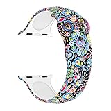 Usitek Sport Band Compatible Apple Watch 44mm/42mm 40mm/38mm, Soft Silicone Sport Strap Replacement Floral Printed Bands iWatch Apple Watch Series 4/3/2/1 S/M M/L