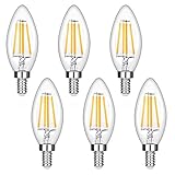 LEDERA Dimmable E12 LED Candelabra Bulb, 40W Halogen Bulbs Equivalent, Warm White 2700K, 6-Pack