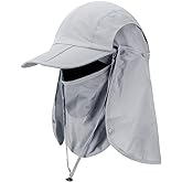 Foldable Sun Cap, Fishing Hats, UPF 50+ Protection Caps with Face Mask Neck Flap