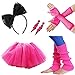 Zivyes 80s Fancy Dress Costume Accessories for Women Neon Earrings Leg Warmers Gloves (C)