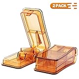 Pill Cutters for Small or Large Pills Professional - Transparent Cute Pill Cutter Splitters, Pill Splitter for Small Round Tablet Medicine in Half, Pill Cutter Splitters(2-Pack)