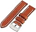 Tech Swiss Watch Band Thick Leather Like Original Heavy Buckle Tan Brown White Stitching 22mm