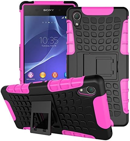 Sony Xperia Z2 Case, Nicelin Hard PC Material Cover and Silicone Inner Holder 2 in 1 Stand Case for Sony Xperia Z2 - [NOT for Sony Xperia Z1 ] (Rose)