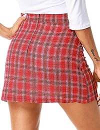 Mini falda a cuadros para dama, con cremallera de cintura alta, linda a cuadros, informal, mini falda corta