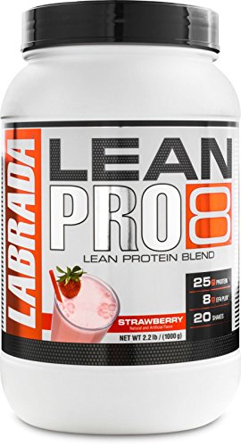 Labrada Nutrition Lean Pro 8, Super Premium Protein Powder with Whey Isolate & Casein for All-Day Lean Muscle Support, Strawberry, 2.2 Pound