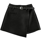 Floerns Women's Wrap Wide Leg Mini Shorts Casual Asymmetric Elegant Going Out Skirt Shorts Without Belt