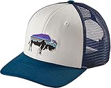 Patagonia Mens Fitz Roy Bison Trucker Hat (One Size Fits All, White/Big Sur Blue)