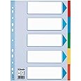 Esselte A4 Card File Dividers. 5 Parts Coloured Folder Dividers with Identification Front Sheet, for Ring Binders and Lever Arch Files. Made from Durable, Recycled Card