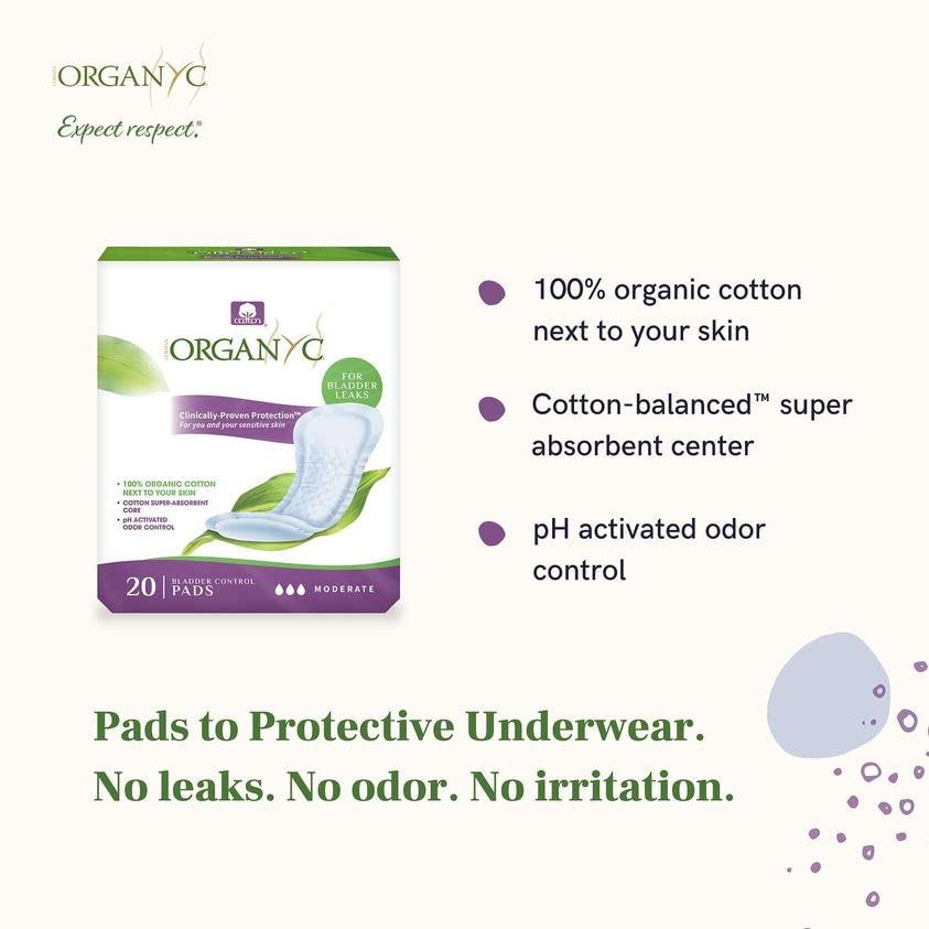Organyc 100 Organic Cotton Incontinence Pads for Bladder Leaks, FSA