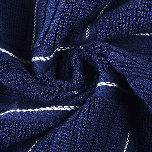 Anyi Kitchen Dish Towels Heavy Duty Absorbent Dish Clothes with Hanging Loop 100% Cotton Tea Bar Towels (16x26, Set of 3, Navy)