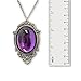 Purple Cabochon in Silver Finish Pewter Frame Large Oval Pendant Necklace