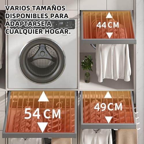 Hoconnie Hidden Washing Machine Clothes Airer Removable Clothes Airer Space Saving Soft Close Depth 540mm Width 610-660mm White