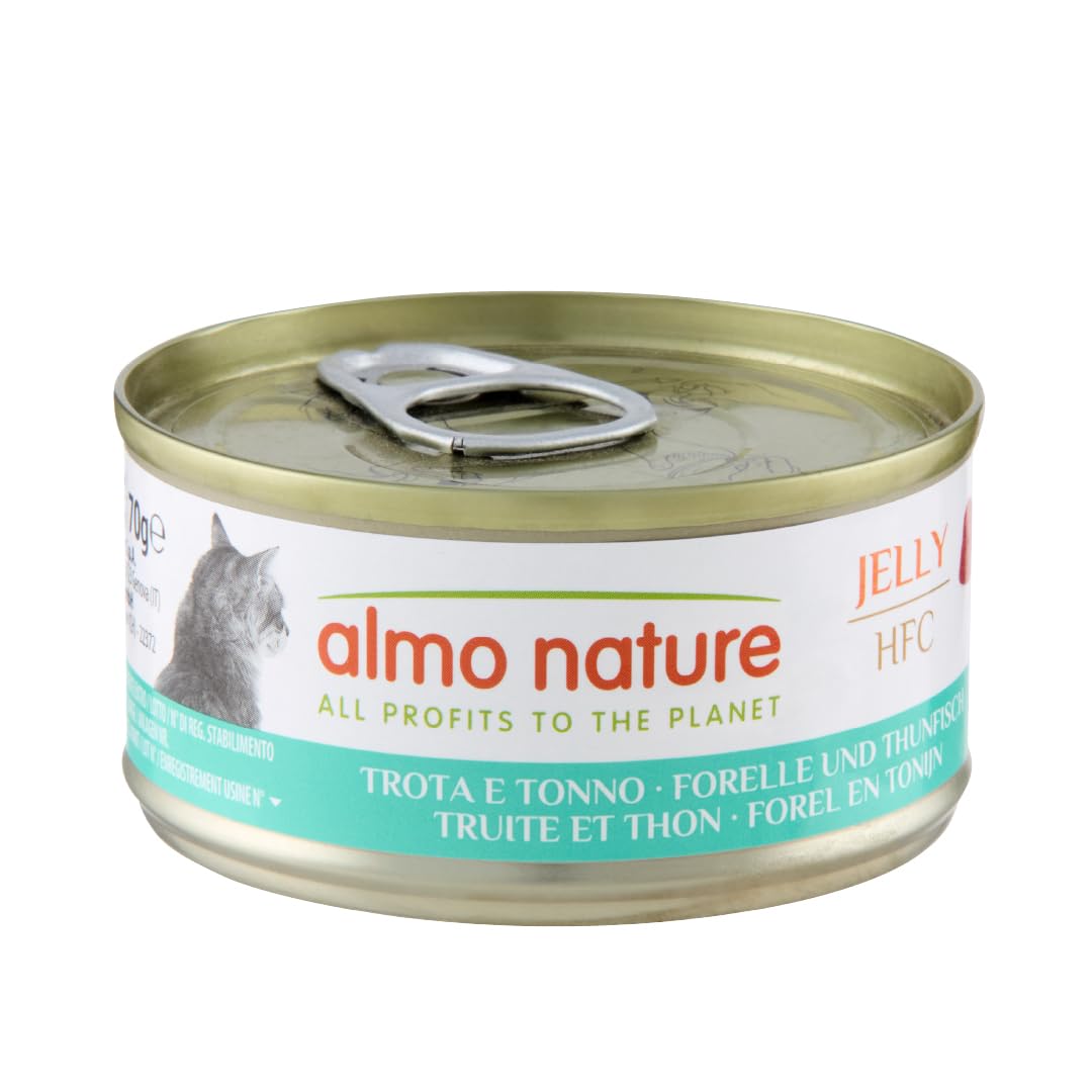 almo nature HFC Jelly Wet Cat Food with Trout & Tuna (Pack of 24 x 70g Tins)