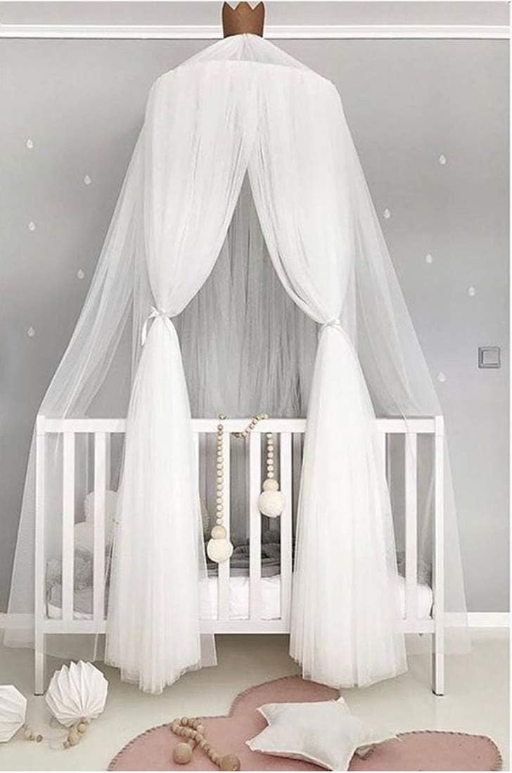 FuliMall Bed Canopy Round Dome Mosquito Net Princess Bed Play Tent Room Decoration for Baby Kids