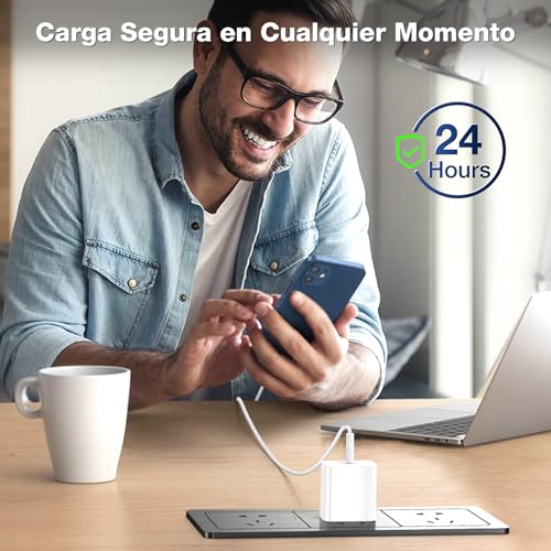 1 Hora PD 20W GAN Cargador Tipo C - 2 Pack Cargador Carga Rápida con 1M 3A Cable USB C a C - Compatible con iP17/17P/iP16/16P/15/15P, Samsung Galaxy A55/S23/Note10/S20 Ultra/S10/S9/S8