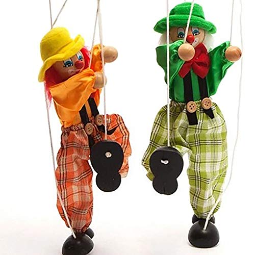 HsgbvictS Toys for All Ages Kids Pull String Clown Puppet Wooden Marionette Handcraft Toy Joint Move Doll Colorful, Pull String Design, Kids Toy - Blue