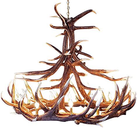Rustic Elk 12 Antler Chandelier with 12- 2 Watt Soft White LED Candelabra Bulbs Included (Retail $8.99 Each).