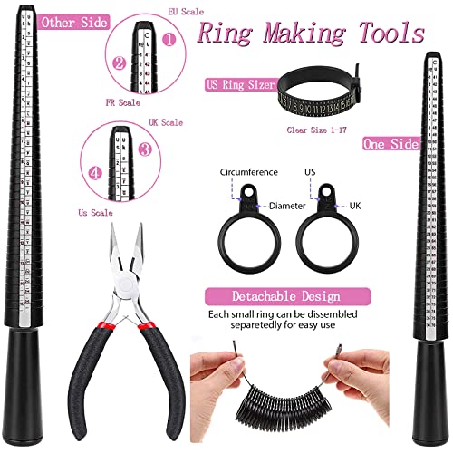 Upwaston Crystal Jewelry Kit with 15 Colors Ring Making Beads, Upston 755Pcs Jewelry Making kit with Gemstone Beads, Jewelry Wire, Pliers and Other DIY Jewelry Ring Making Supplies