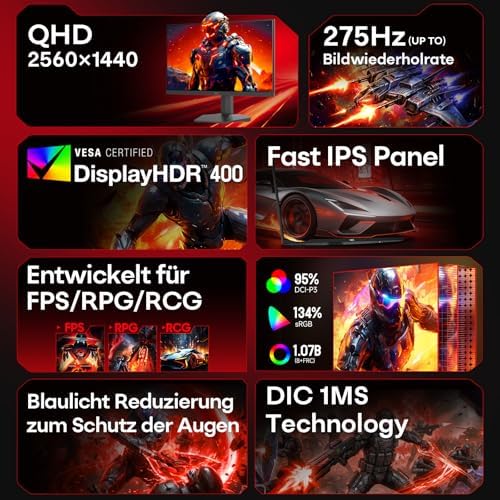 G27H4D 27 Zoll Gaming Monitor QHD 260Hz(bis zu 275Hz) IPS Bildschirm