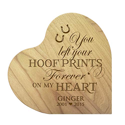 LifeSong Milestones Personalized Wood Maple Dog Cat Horse Pet Memorial Heart Block Quotes Custom Engraved Sympathy Gift Ideas for Loss of pet Memorial 5â€ x 5 (You Left Hoof Prints)
