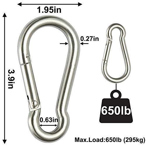 Rtudan-4-Inch-Spring-Snap-Carabiner-Hook-304-Stainless-Steel-Snap-Hook-Fit-for-GymCampingTraveling-Large-Carabiner-Clip-Set-of-4