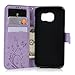 Mavis's Diary Galaxy S7 Edge Wallet Case Fashion Floral Butterfly Embossed PU Leather Magnetic Flip Cover Card Holders & Hand Strap for Samsung Galaxy S7 Edge with Bling Dust Plug & Pen (Violet)