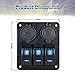 BUNKER INDUST 3 Gang Rocker Switch Panel Digital Voltmeter 12V Cigarette Socket 3.1A Dual USB Power Charger Adapter Flush Mount Waterproof for Car Marine Boat RV Truck Vehicles Blue LED Light