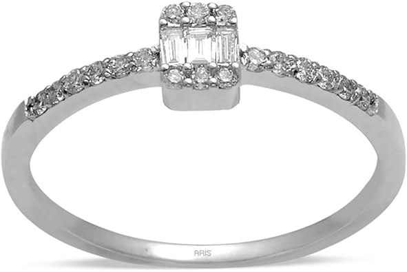 Aris Diamond Damenring Aus 585 Weissgold Mit Diamanten Im Baguette Schliff 0 18 Ct Amazon De Schmuck