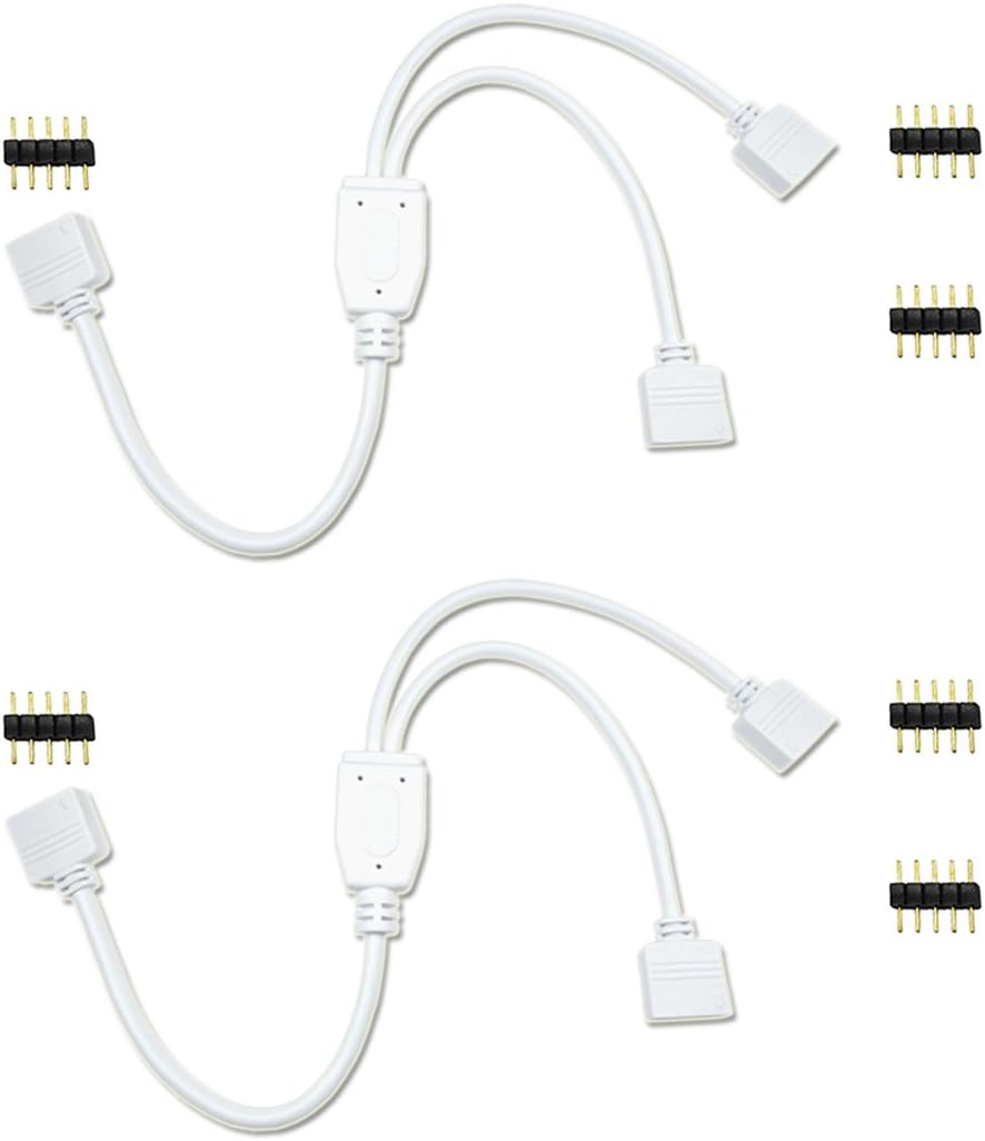 Liwinting 2pcs RGBW LED Splitter Cable 5 Pin LED 1 to 2 LED Strip Connector Y Splitter Cable for SMD 5050 5 Pin RGBW LED…