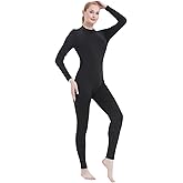 Kninmdor Women Unitard Dance Bodysuit High Neck Turtleneck Jumpsuit Dancer Leotard Full Body Suits Long Sleeves One Piece