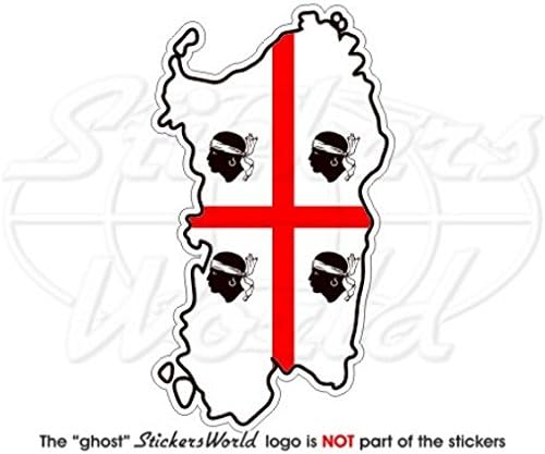 Sardinia Sardinian Map-Flag Italy Sardegna Italian 4.3" (110mm) Vinyl Bumper Sticker, Decal