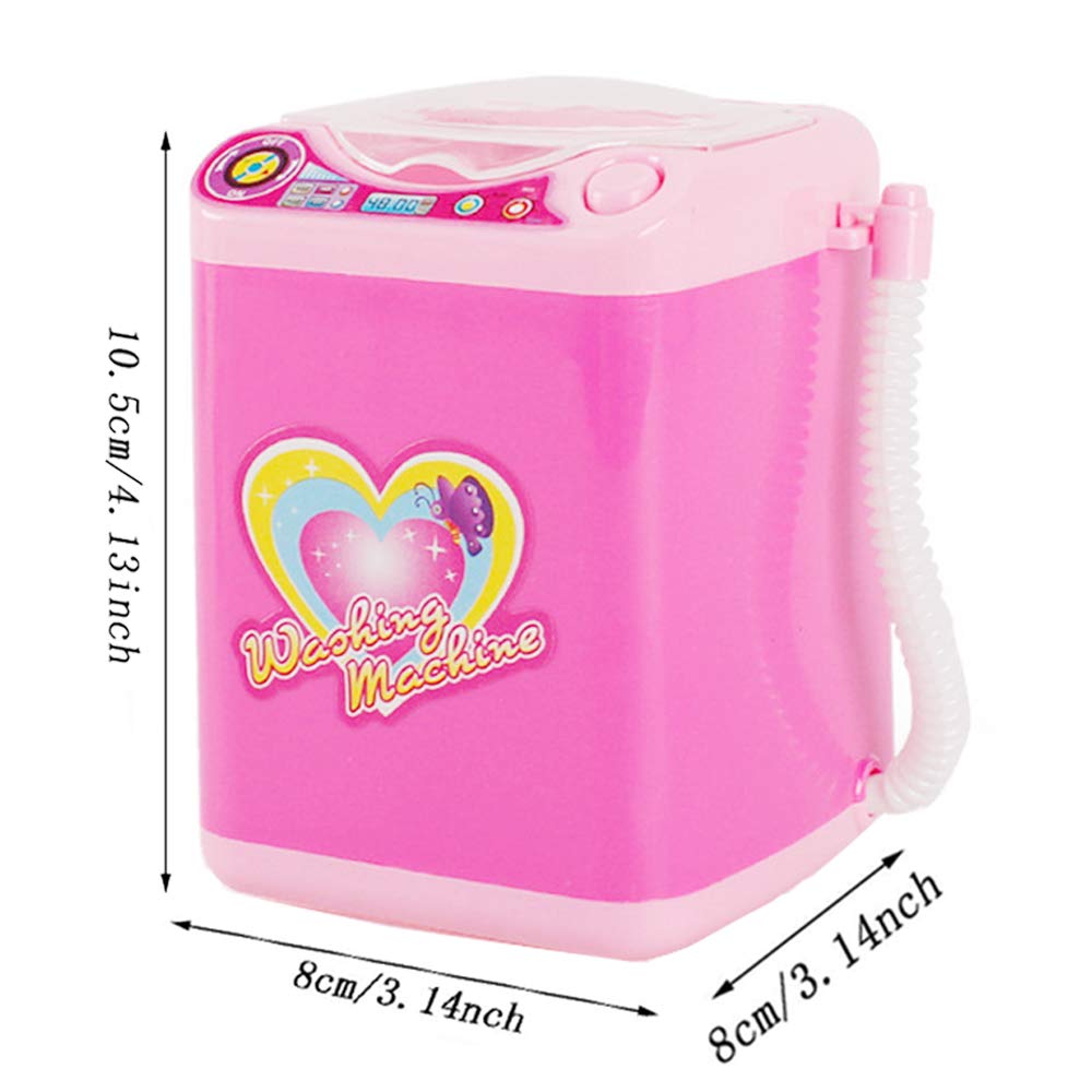 Mini Makeup Brush Cleaner Device Simulation Automatic Cleaning Washing Machine for Sponge and Powder Puff Toy (Pink): Beauty