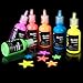 Ez Journey- Permanent 3D Fabric Paint Set 24 Colors Brushes & Stencils: Puffy Paints with Glitter and Glow Colors- Puff Paint Kit for Decorating Shirts, Denim, Textiles, Plastic, Glass and Wood