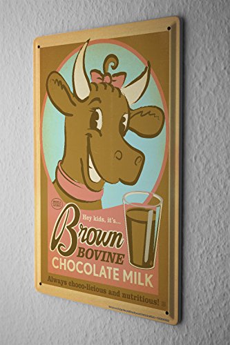 Tin Sign Food Restaurant Decoration Chocolate milk cow nostalgic Metal Plate 8X12"