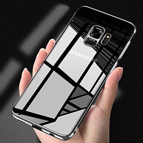 JAWSEU Case Transparent Compatible with Samsung Galaxy S9 Plus, Crystal Clear Ultra Thin Soft TPU Silicone Gel Rubber Bumper Plating Case Flexible Slim Fit Shockproof Protective Case