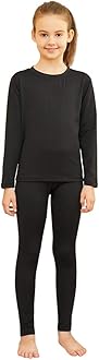 HEROBIKERGirls Thermal Underwear Set Ultra Soft Fleece Lined Kids Long Johns Top Bottom Thermals Kids Base Layer Winter Warm