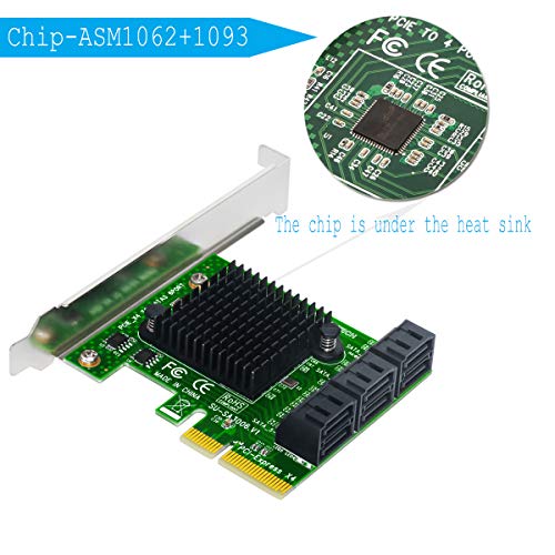 Expansion Card,Ubit Riser Card,PCIe 2.0 X2 to SATA III 6-Port Adapter Card (ASM Chipset) for IPFS Mining,Pci-e to SATA3.0 Expansion Card,SATA3.0 Riser Card 6G IPFS Hard Disk Expansion Card